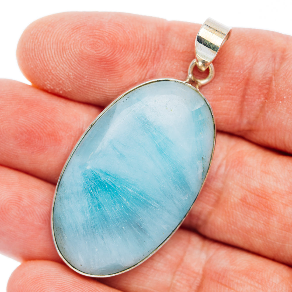 Premium Caribbean Calcite Pendant 1 7/8" (.925 Sterling Silver)