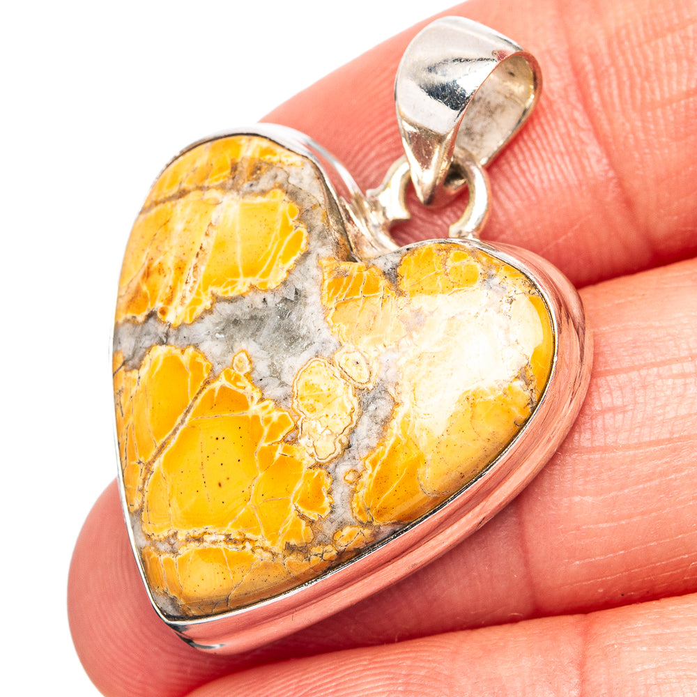 Maligano Jasper Heart Pendant 1 3/8" (.925 Sterling Silver)