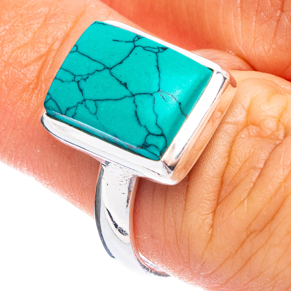 Dainty Turquoise Howlite Ring Size 7 (925 Sterling Silver) R8607