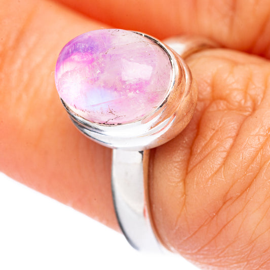 Pink Moonstone Ring Size 6.75 (925 Sterling Silver) R3793