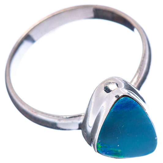 Teardrop blue opal set in sterling silver ring, adjustable band, size 8