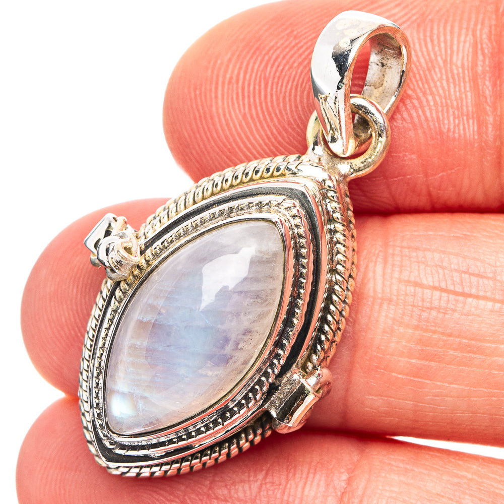 Premium Rainbow Moonstone Poison Pendant 1 3/8" (.925 Sterling Silver)