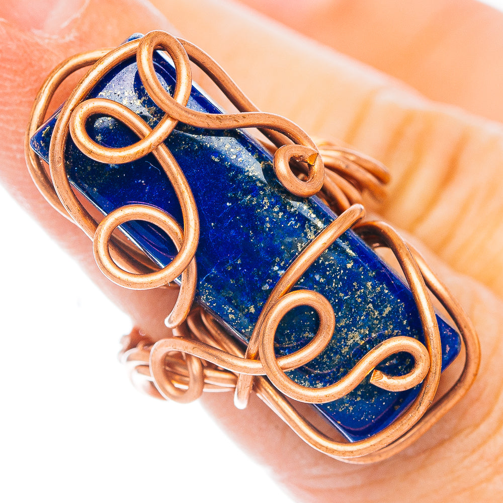 Lapis Lazuli Wire Wrap Ring Size 5 (Copper)