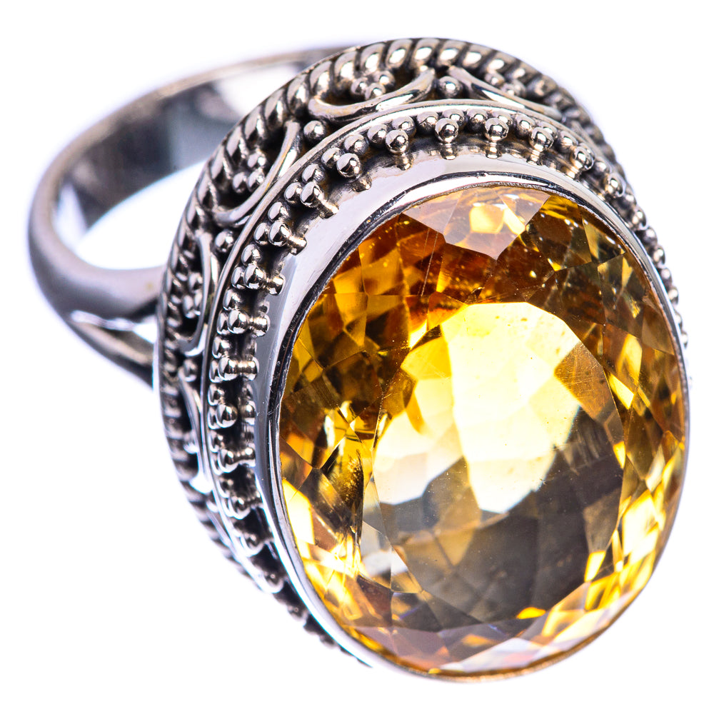 Faceted Citrine 925 Sterling Silver Ring Size 8