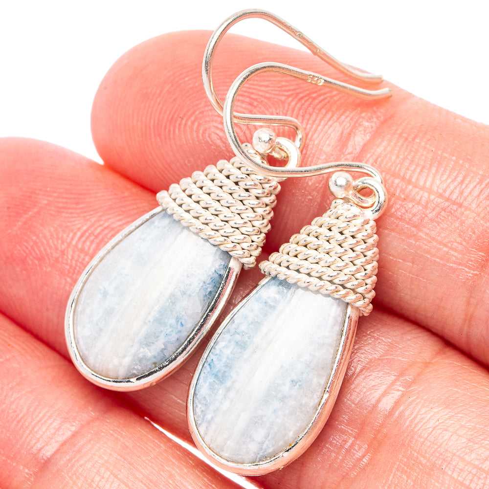 Blue Scheelite Earrings 1 3/8" (925 Sterling Silver) E2422