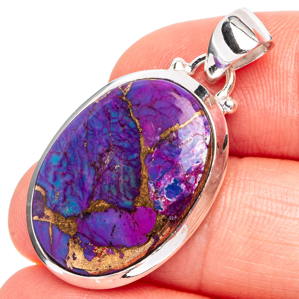 Purple Copper Turquoise Pendant 1 3/8" (.925 Sterling Silver)