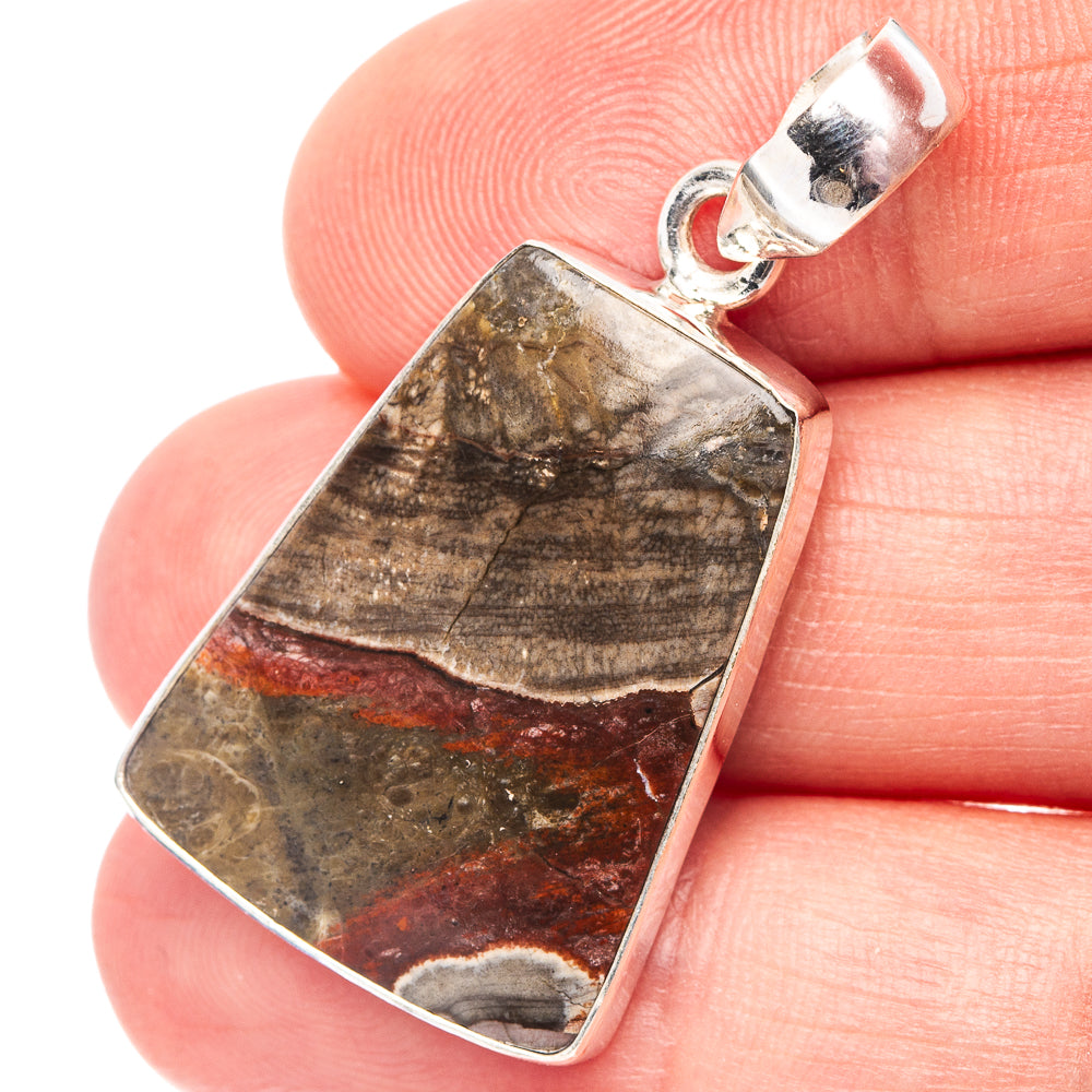 Mushroom Rhyolite Pendant 1 1/2" (.925 Sterling Silver)