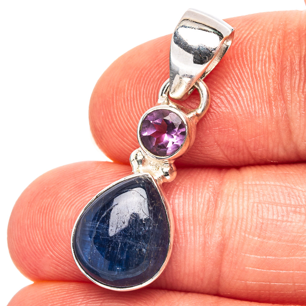 Kyanite, Amethyst Pendant 1 1/8" (.925 Sterling Silver)