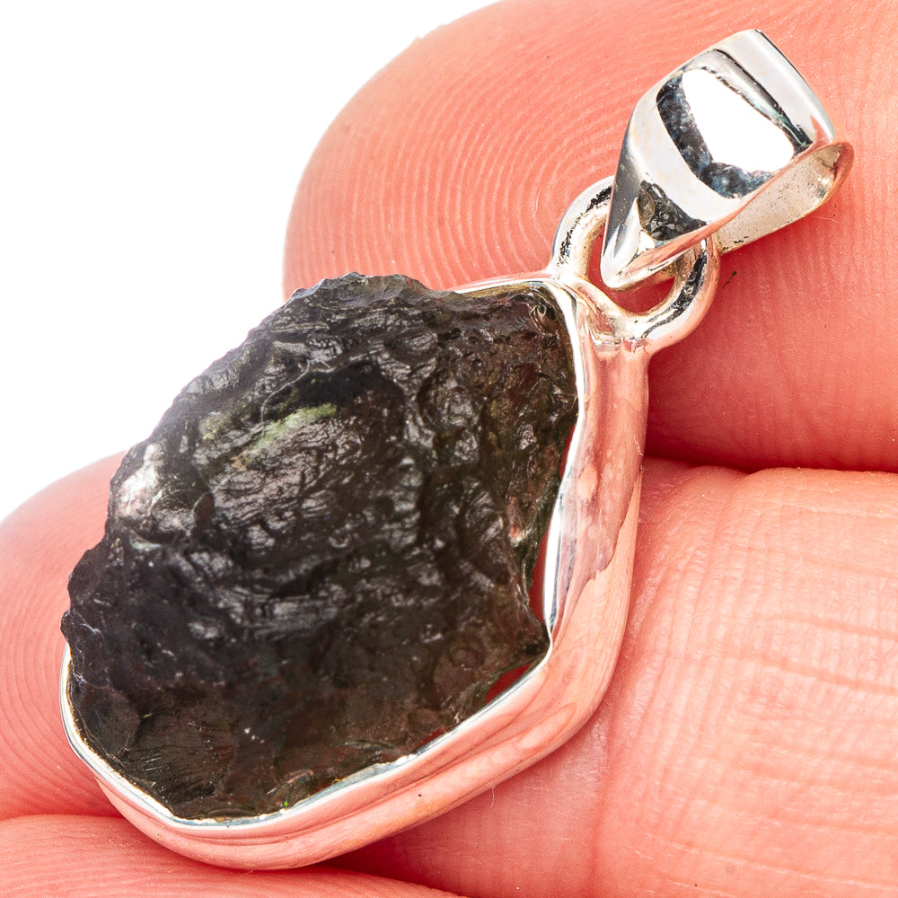 Rare Moldavite Pendant 1 1/8" (925 Sterling Silver) P44182