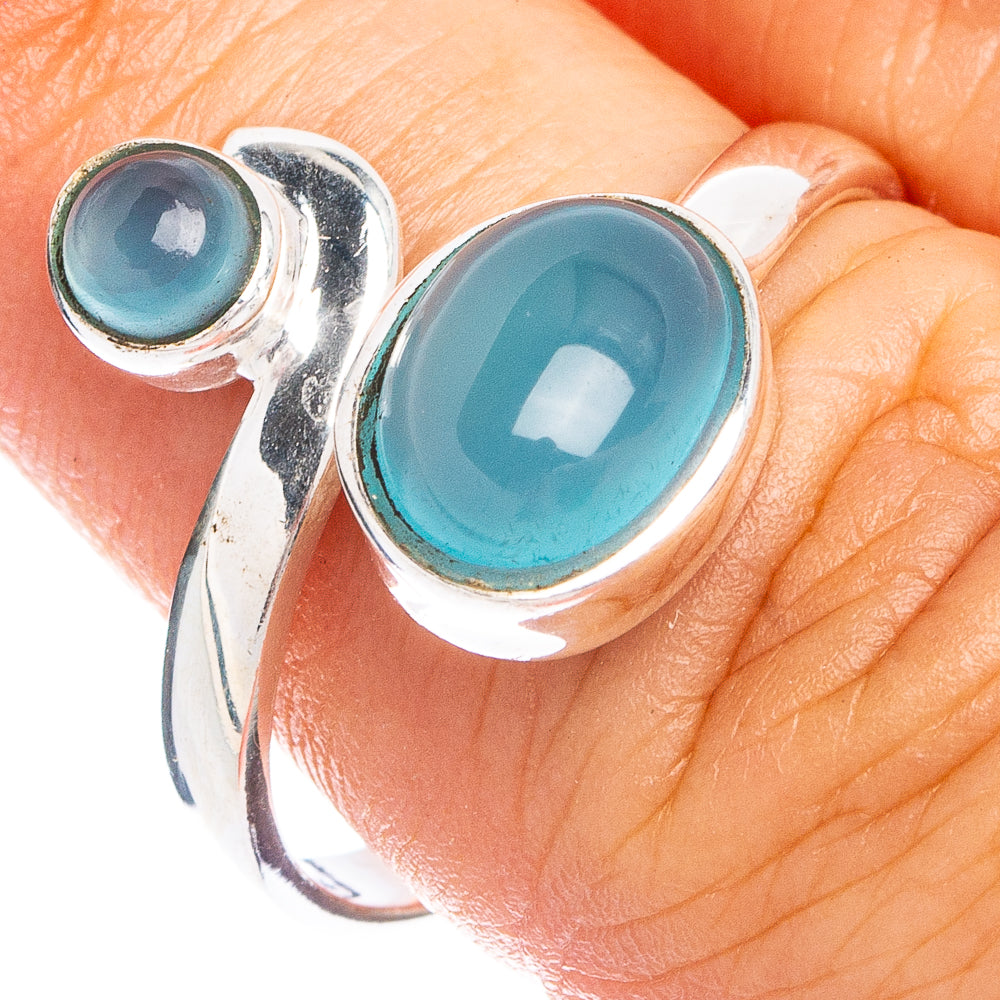Dainty Aqua Chalcedony Ring Size 7.5 (925 Sterling Silver) R8702