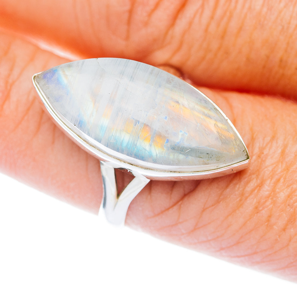 Large Premium Rainbow Moonstone Ring Size 9.5 (.925 Sterling Silver)