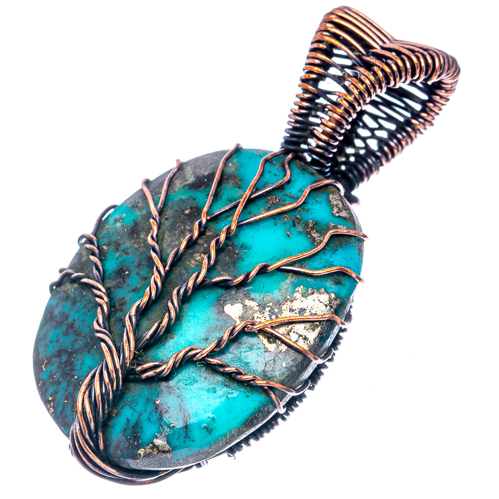 Turquoise Tree of Life Pendant 1 3/4" (Oxidized Copper)
