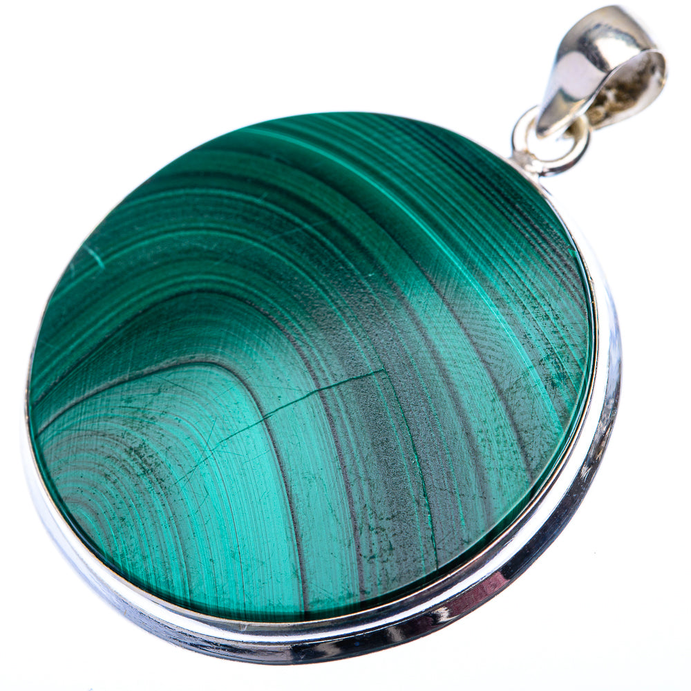 Malachite Coin Pendant 1 7/8" (925 Sterling Silver) PD38551