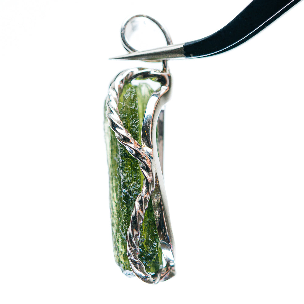 Premium AAA Czech Moldavite Pendant 1 1/2" (.925 Sterling Silver)