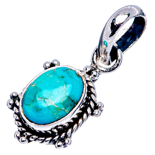 Mohave turquoise dainty pendant with oval turquoise cabochon, .925 sterling silver bail