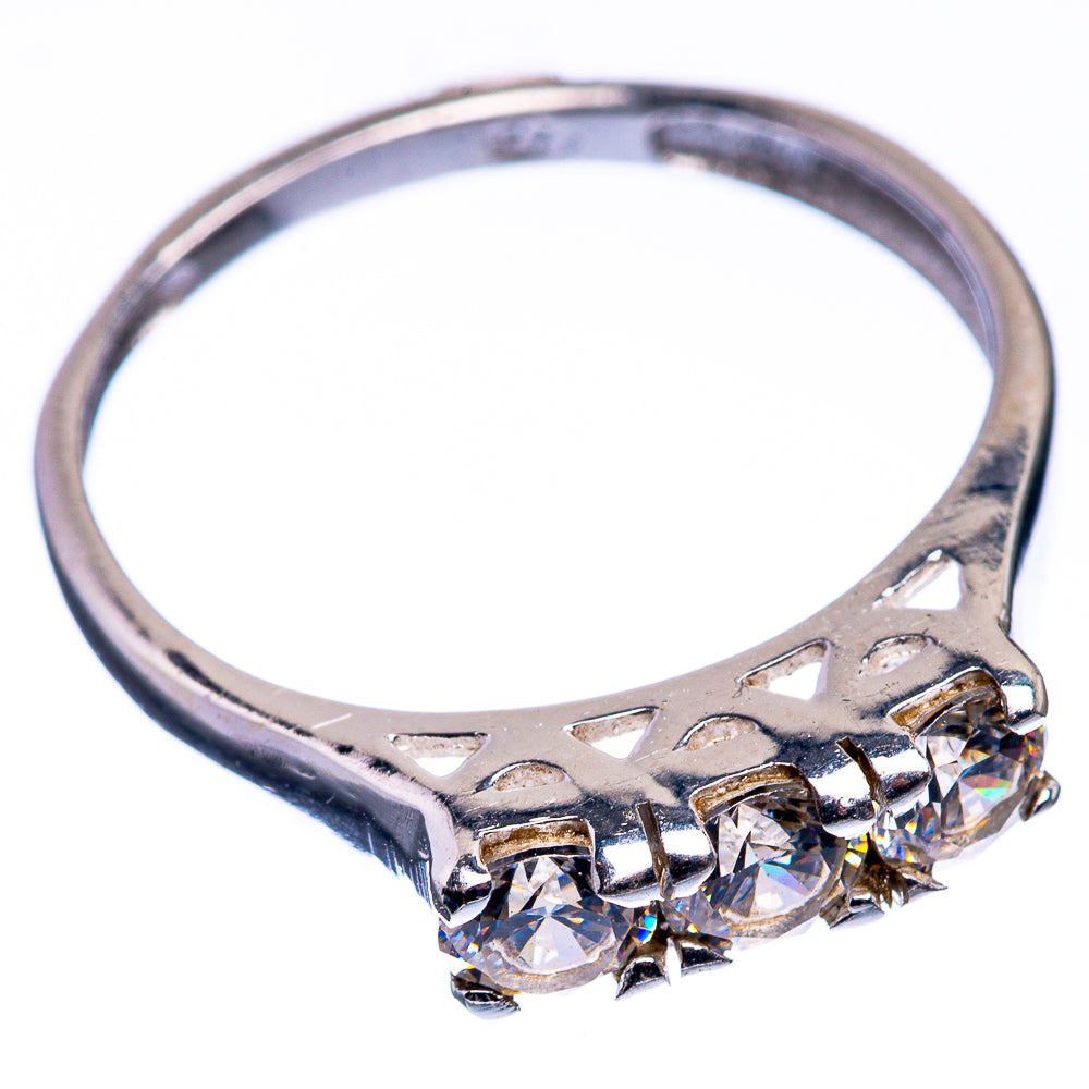 Dainty 925 sterling silver ring with round white topaz stones and star-like openwork