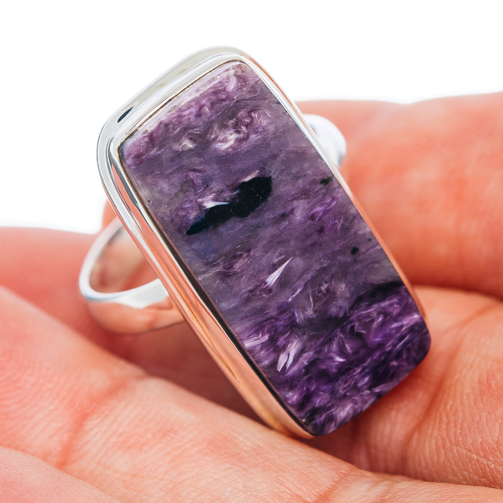 Premium Charoite Ring Size 9 (.925 Sterling Silver)