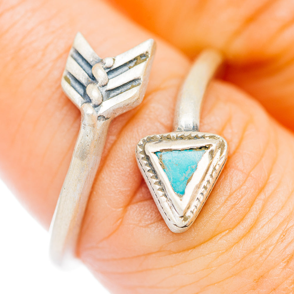 Mojave Turquoise Arrow Ring Size 6 Adjustable (.925 Sterling Silver)
