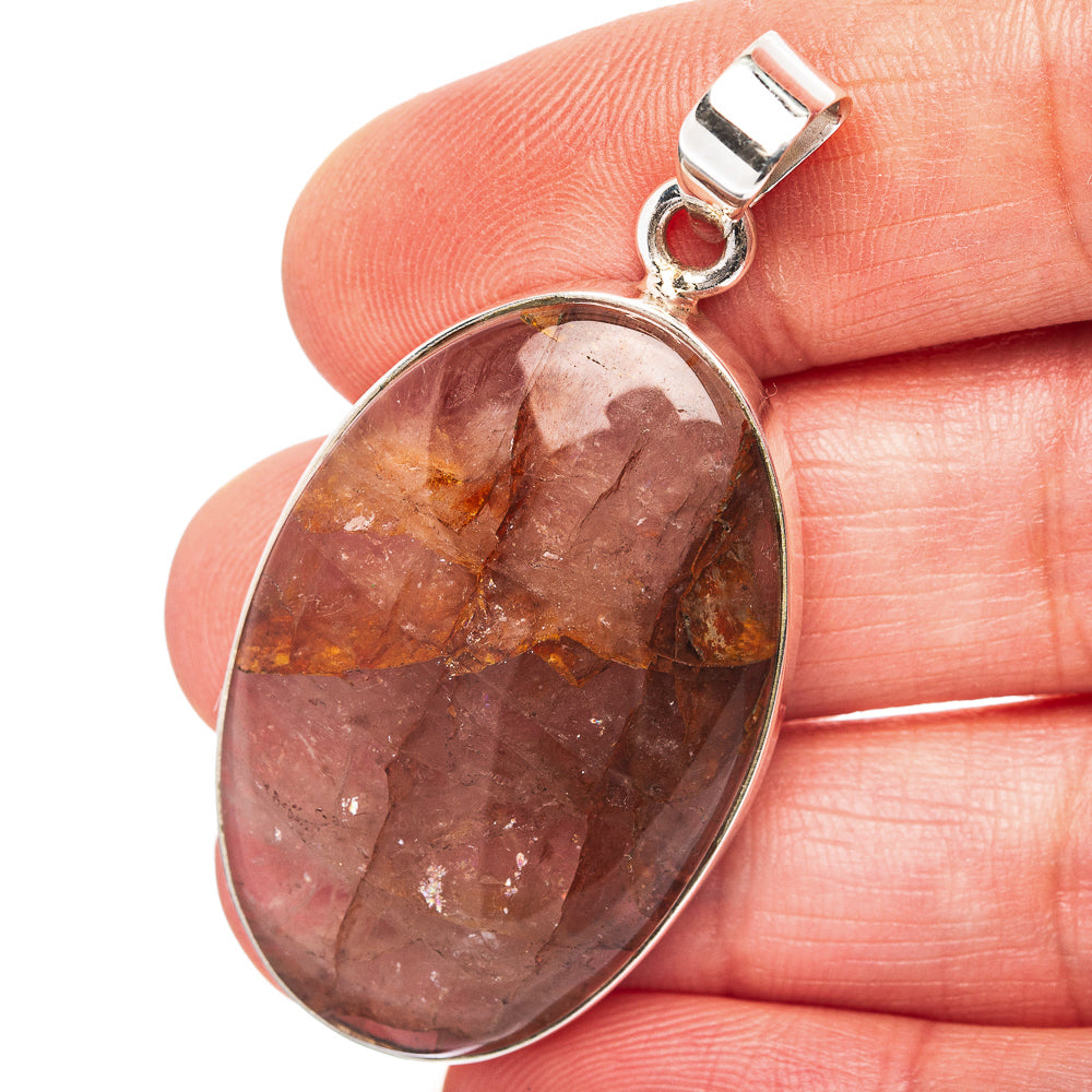 Hematite Quartz Pendant 1 7/8" (.925 Sterling Silver)