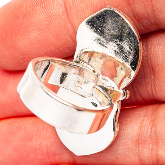 Southwestern Style Pink Dahlia Turquoise Ring Size 6 Adjustable (.925 Sterling Silver)