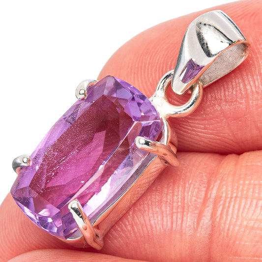 Faceted Amethyst Pendant 1" (925 Sterling Silver) P43011