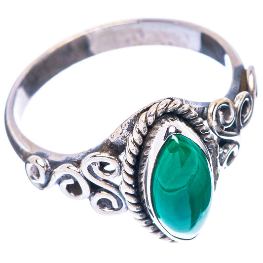 Malachite Dainty Ring Size 6.75 (925 Sterling Silver) R5778