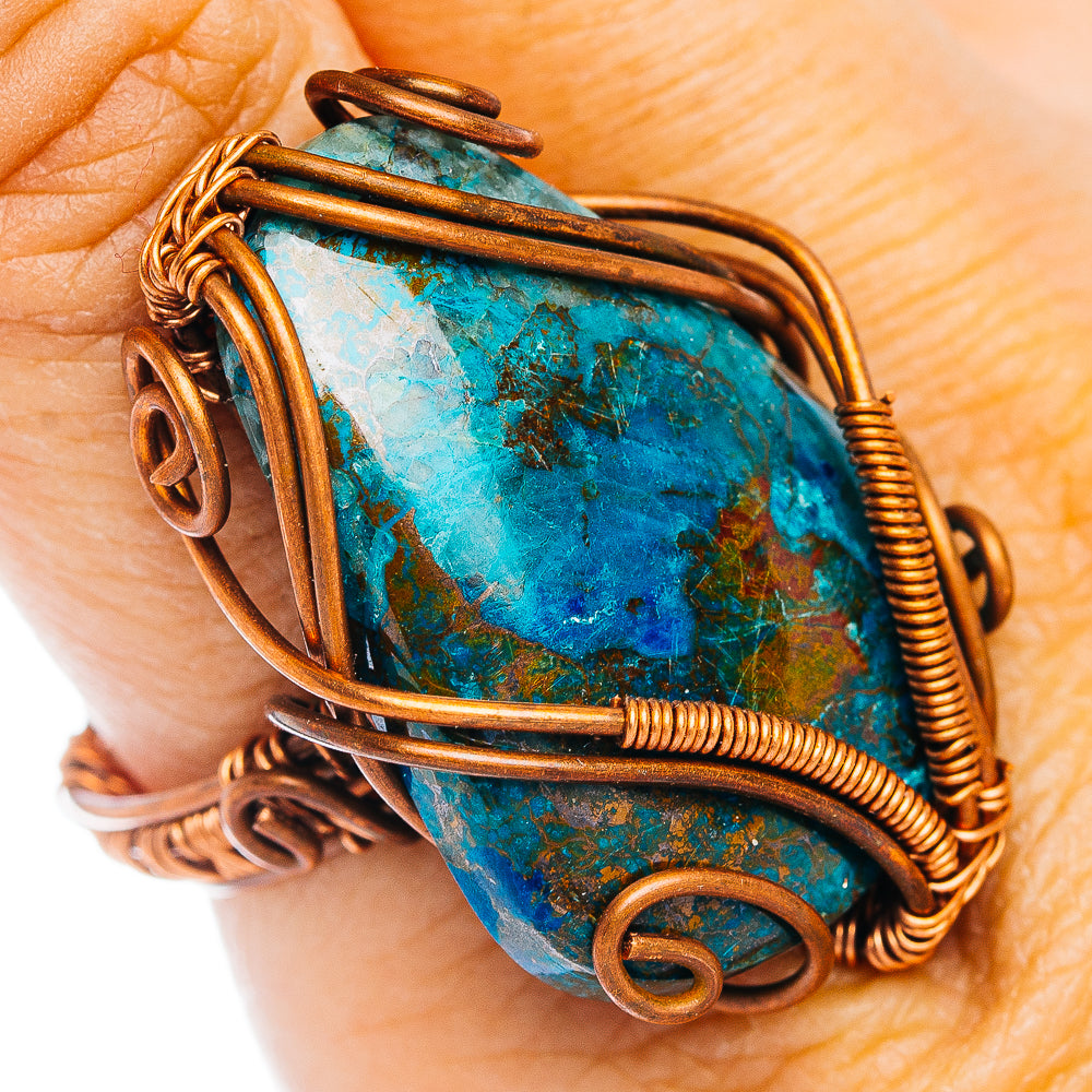 Shattuckite Wire Wrap Ring Size 8.5 (Copper)