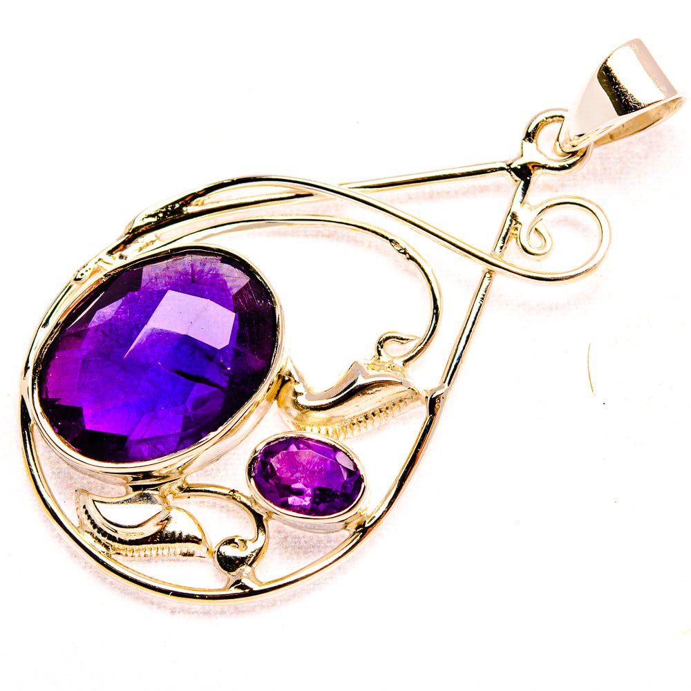 Premium Amethyst 925 Sterling Silver Pendant 1 7/8" (925 Sterling Silver) PD37777