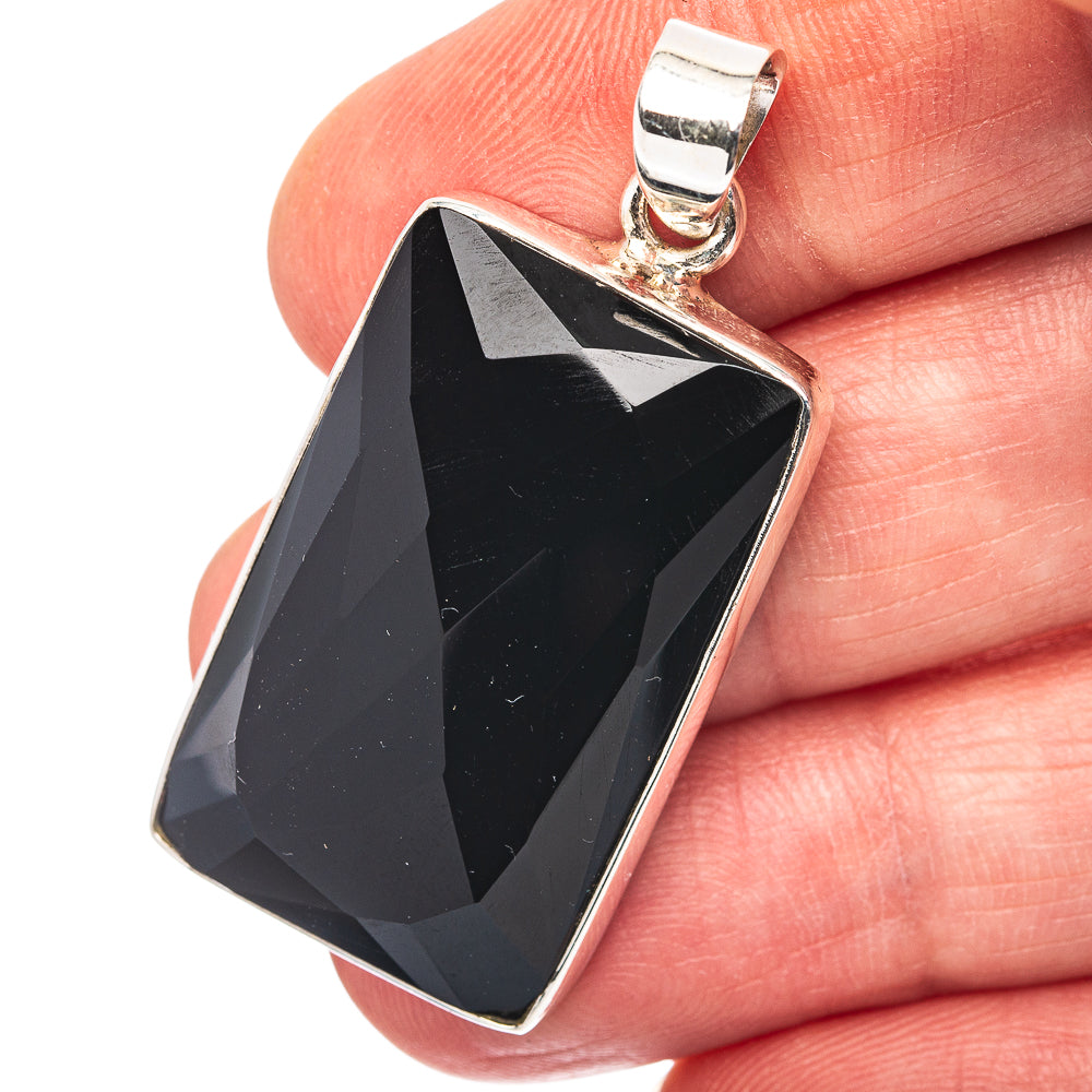 Black Onyx Pendant 1 5/8" (.925 Sterling Silver)