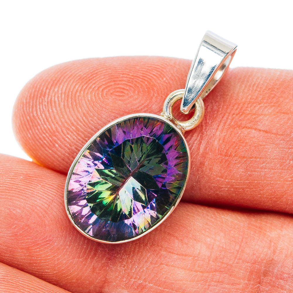 Premium Mystic Topaz Pendant 1 1/8" (.925 Sterling Silver)