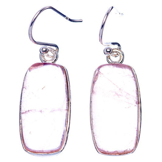 Rose Quartz Earrings 1 1/2" (925 Sterling Silver) E1712