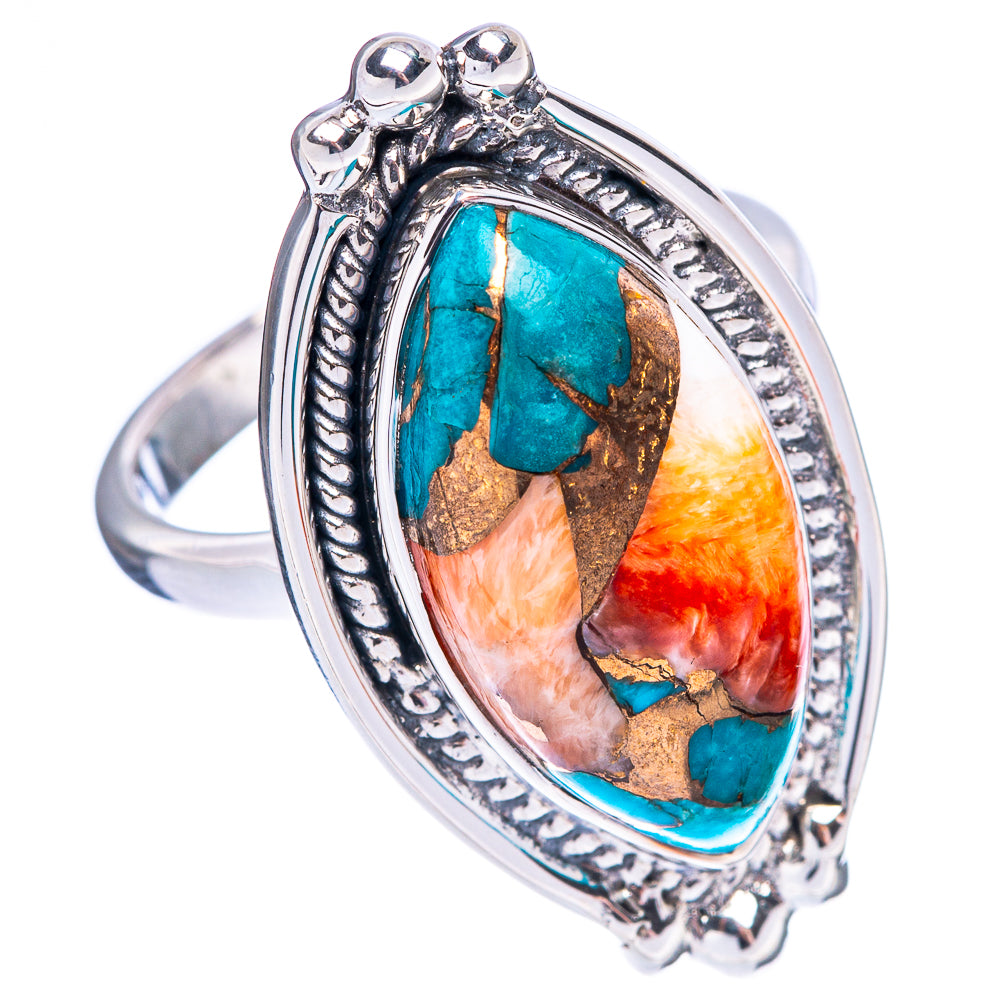 Premium Spiny Oyster Turquoise Ring Size 7.75 (925 Sterling Silver) R1827