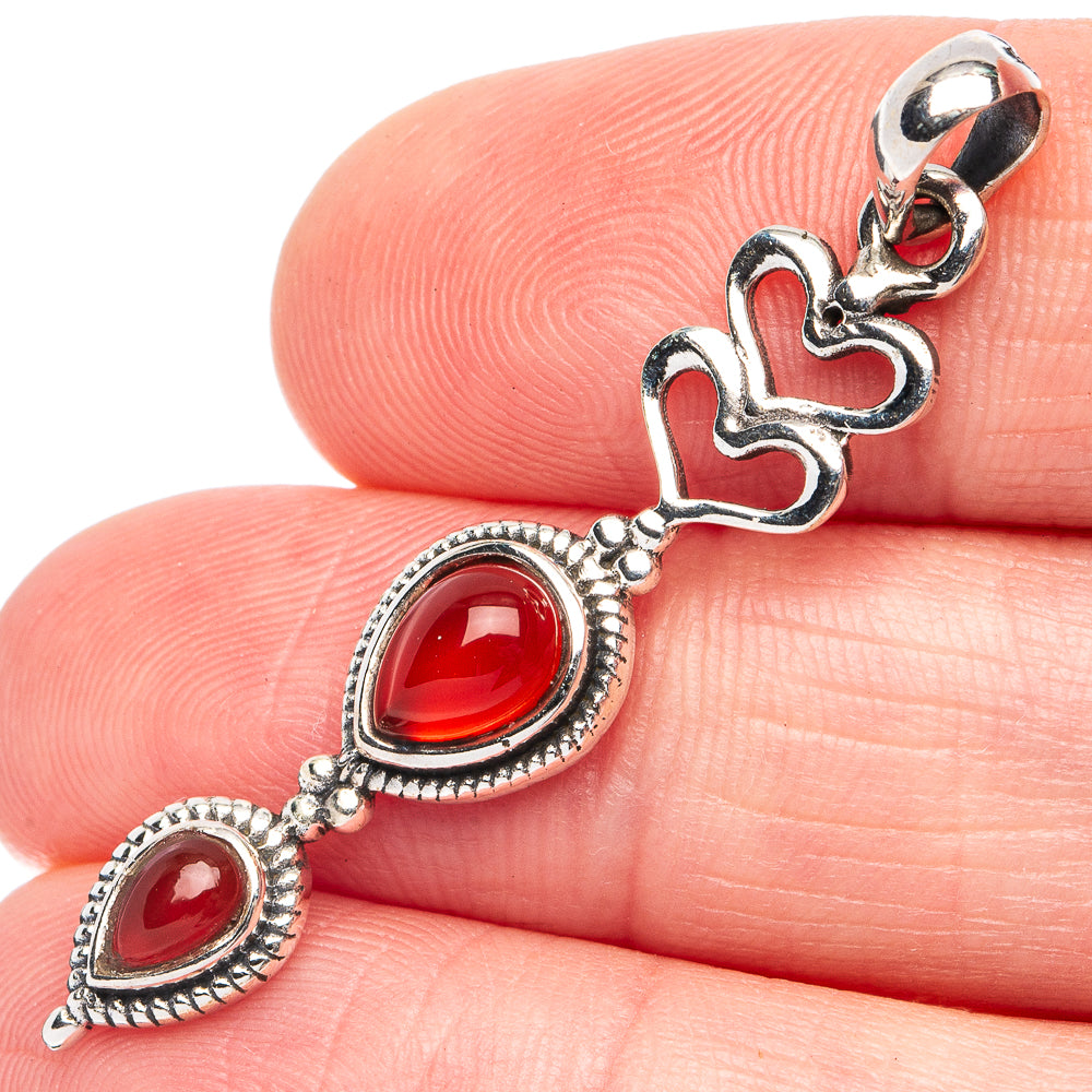 Carnelian Heart Pendant 1 3/4" (925 Sterling Silver) P45431