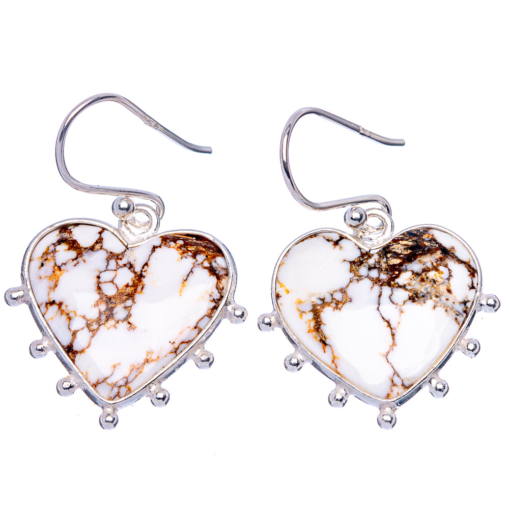 Wild Horse Jasper Heart Earrings 1 1/4" (925 Sterling Silver) E1762