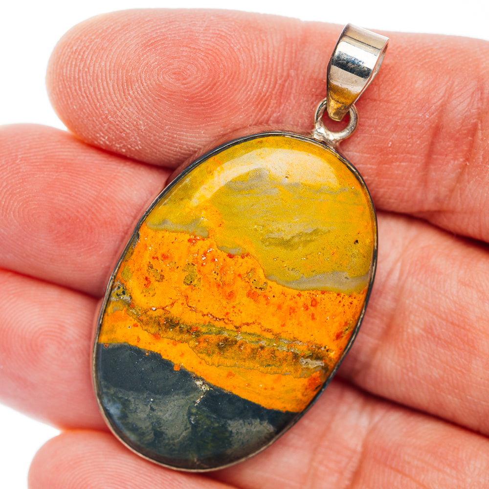 Premium Bumblebee Jasper Pendant 1 7/8" (.925 Sterling Silver)