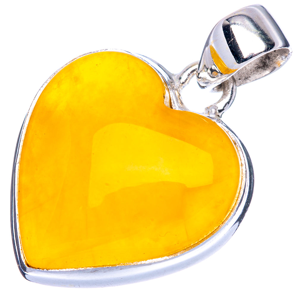 Amber Heart Pendant 1 1/4" (925 Sterling Silver) P41621