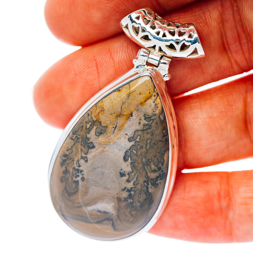 Sonora Dendritic Jasper Pendant 1 7/8" (.925 Sterling Silver)