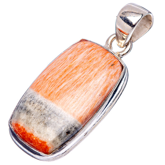 Oval celestobarite pendant with glowing orange stone and silver bezel