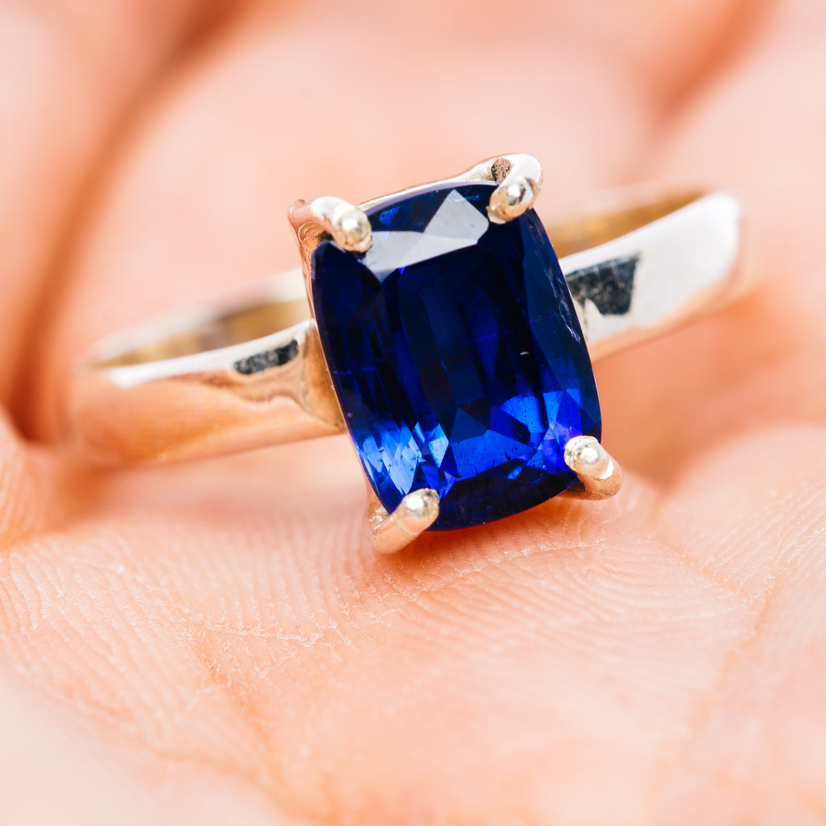 Faceted Sapphire Blue Kyanite Ring Size 8 (.925 Sterling Silver)