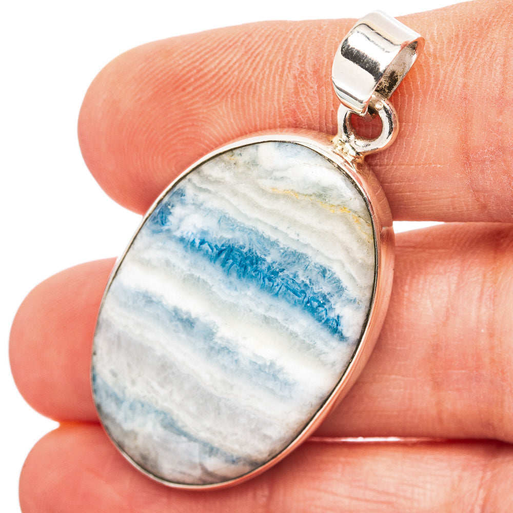 Blue Scheelite Pendant 1 3/4" (.925 Sterling Silver)