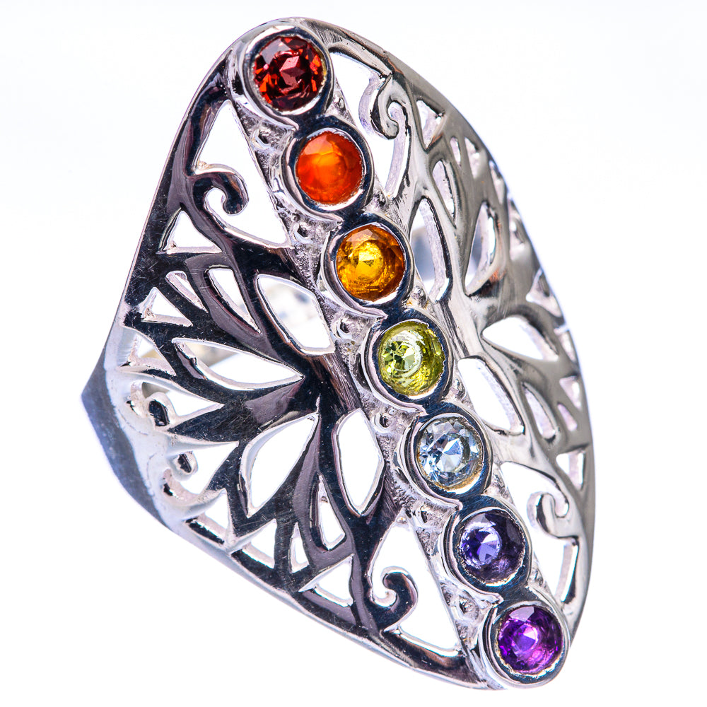 Rainbow Chakra Ring Size 9 (925 Sterling Silver) R140528