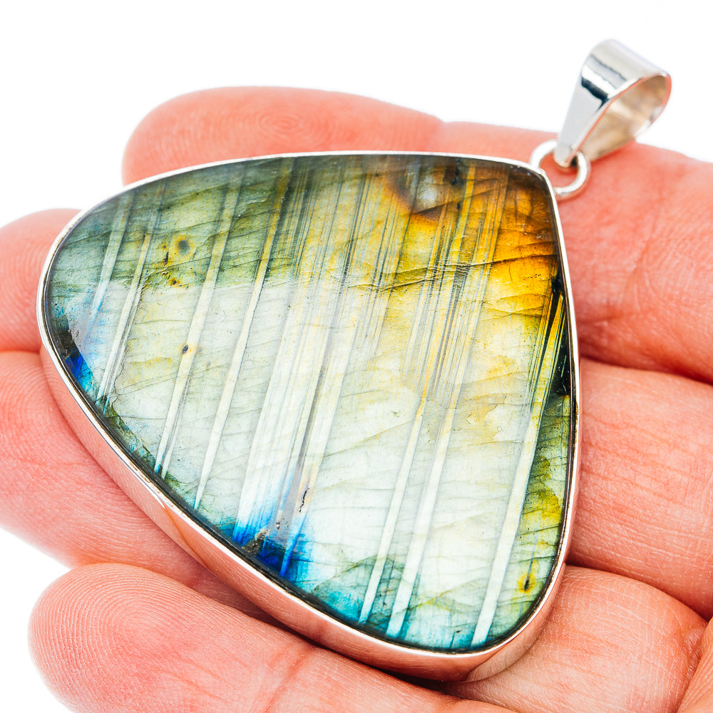 Huge Premium Spectrolite Pendant 2 1/8" (.925 Sterling Silver)