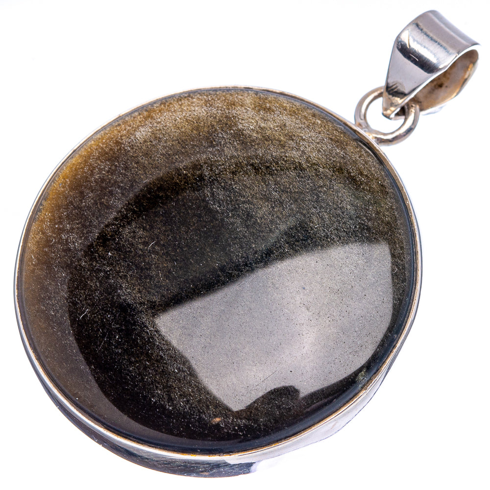 Premium Gold Sheen Obsidian Pendant 1 3/4" (.925 Sterling Silver)