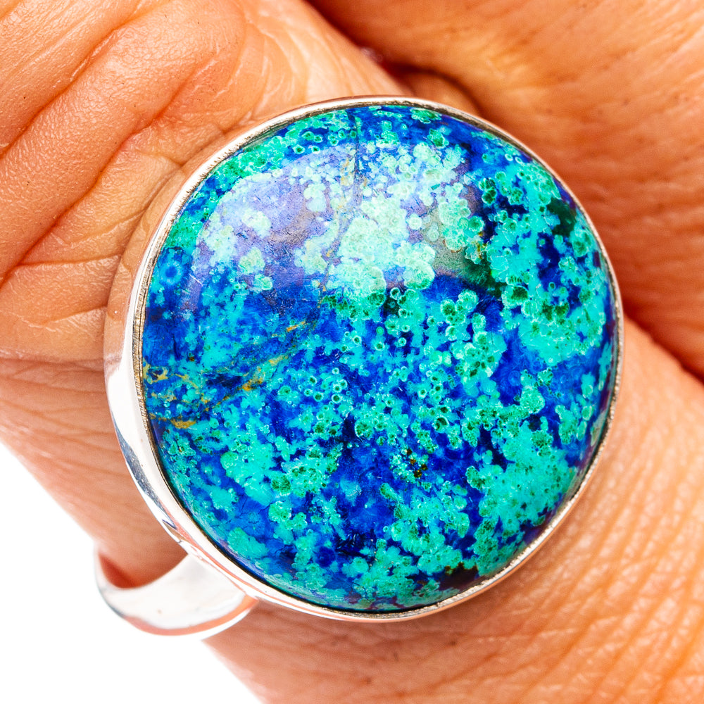 Premium Blue Bird Azurite Ring Size 9 Adjustable (.925 Sterling Silver)