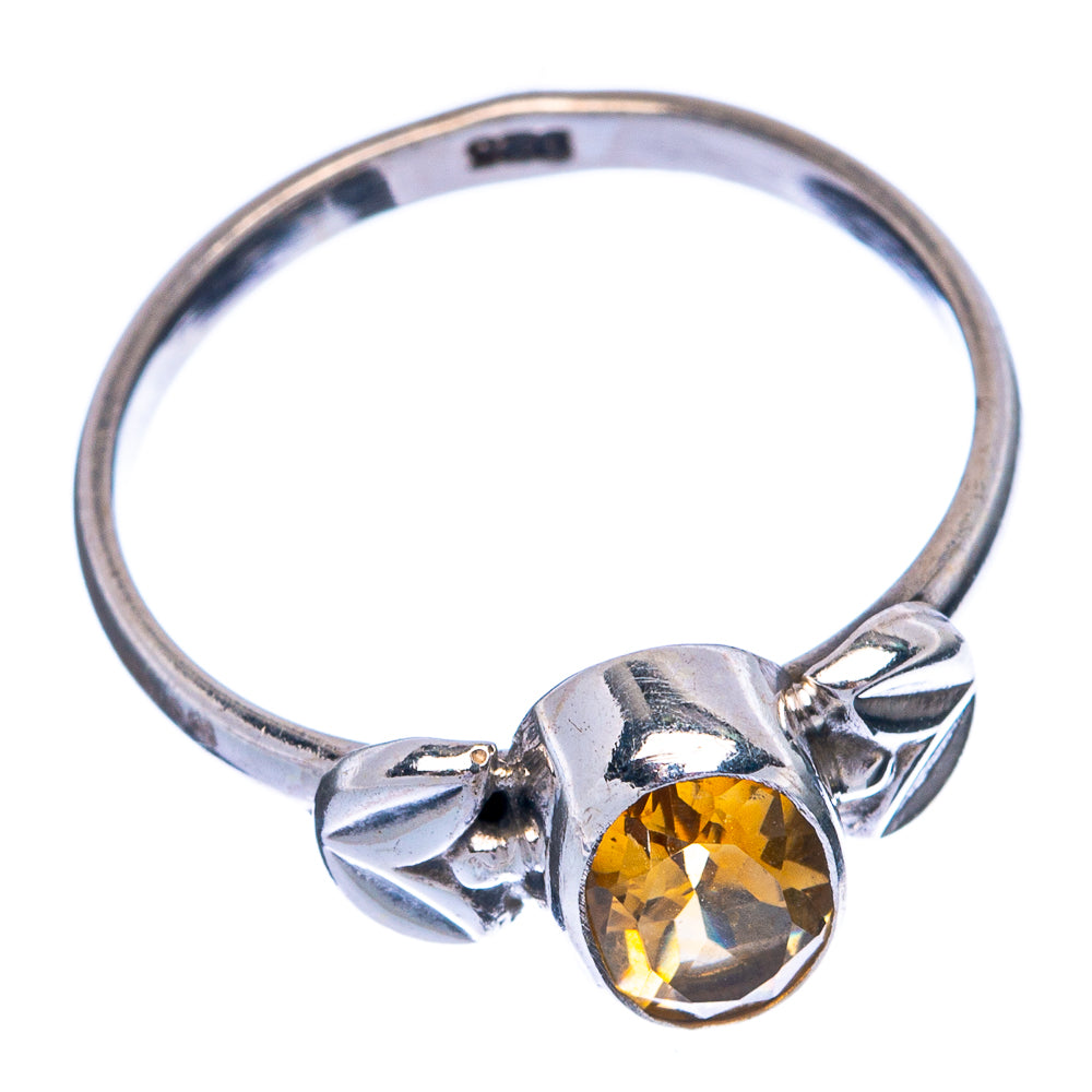 Sterling silver citrine dainty ring with leaf-like prong details