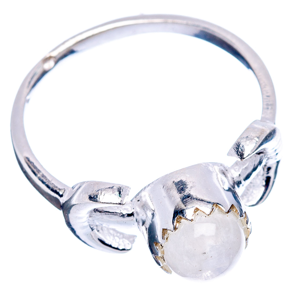 Rainbow Moonstone Dainty Ring Size 5.75 (.925 Sterling Silver)