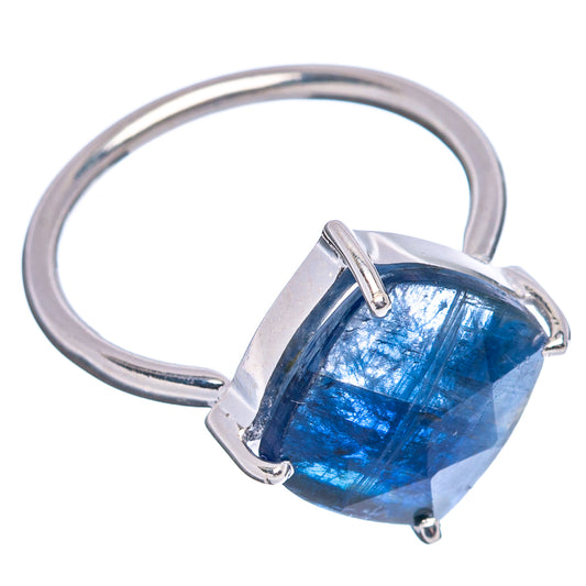 Faceted kyanite ring with .925 sterling silver band and blue oval faceted gemstone