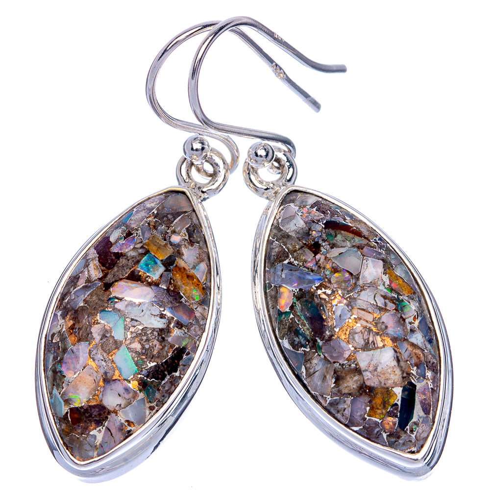 Brecciated Ethiopian Opal Earrings 1 1/2" (925 Sterling Silver) E433055