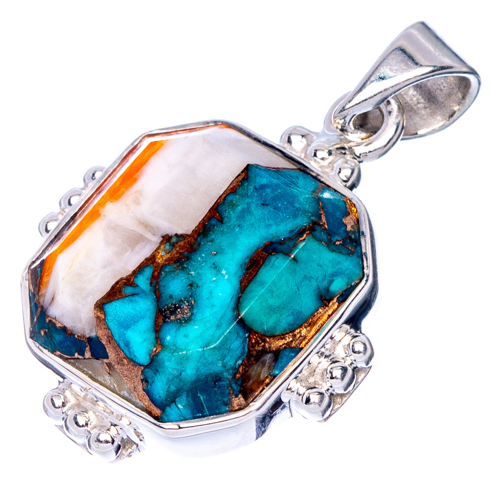 Premium Spiny Oyster Turquoise Pendant 1 1/8" (925 Sterling Silver) P41163