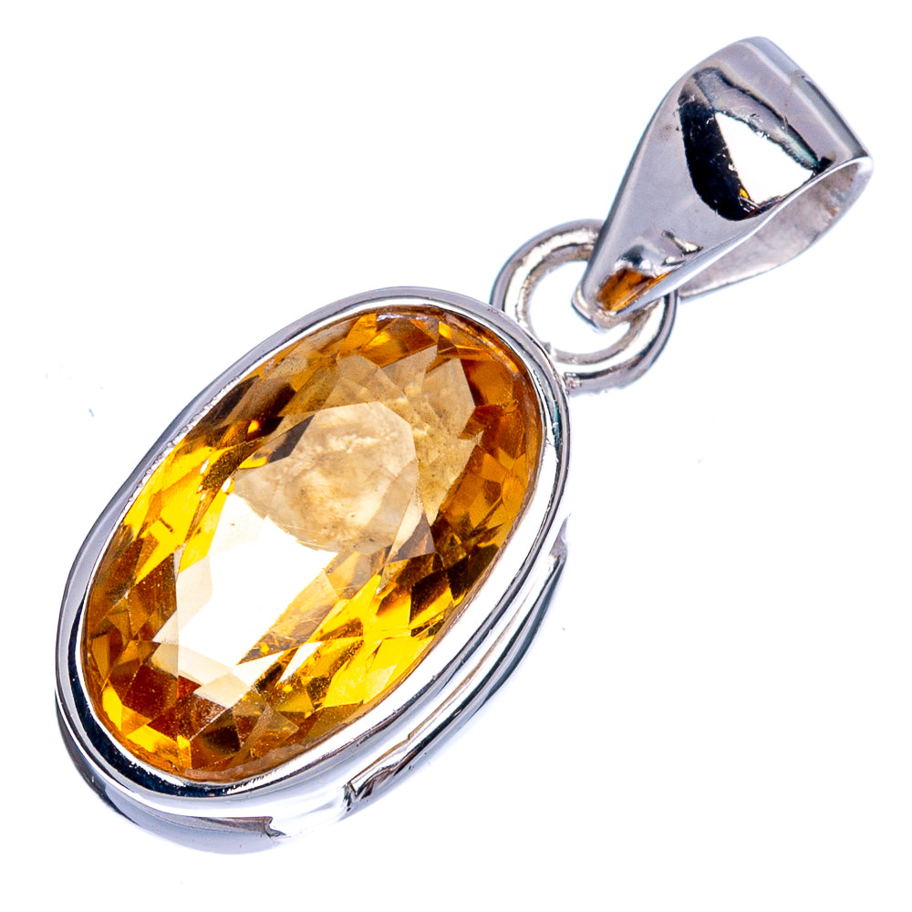 Faceted Citrine Pendant 1 1/8" (925 Sterling Silver) P40322